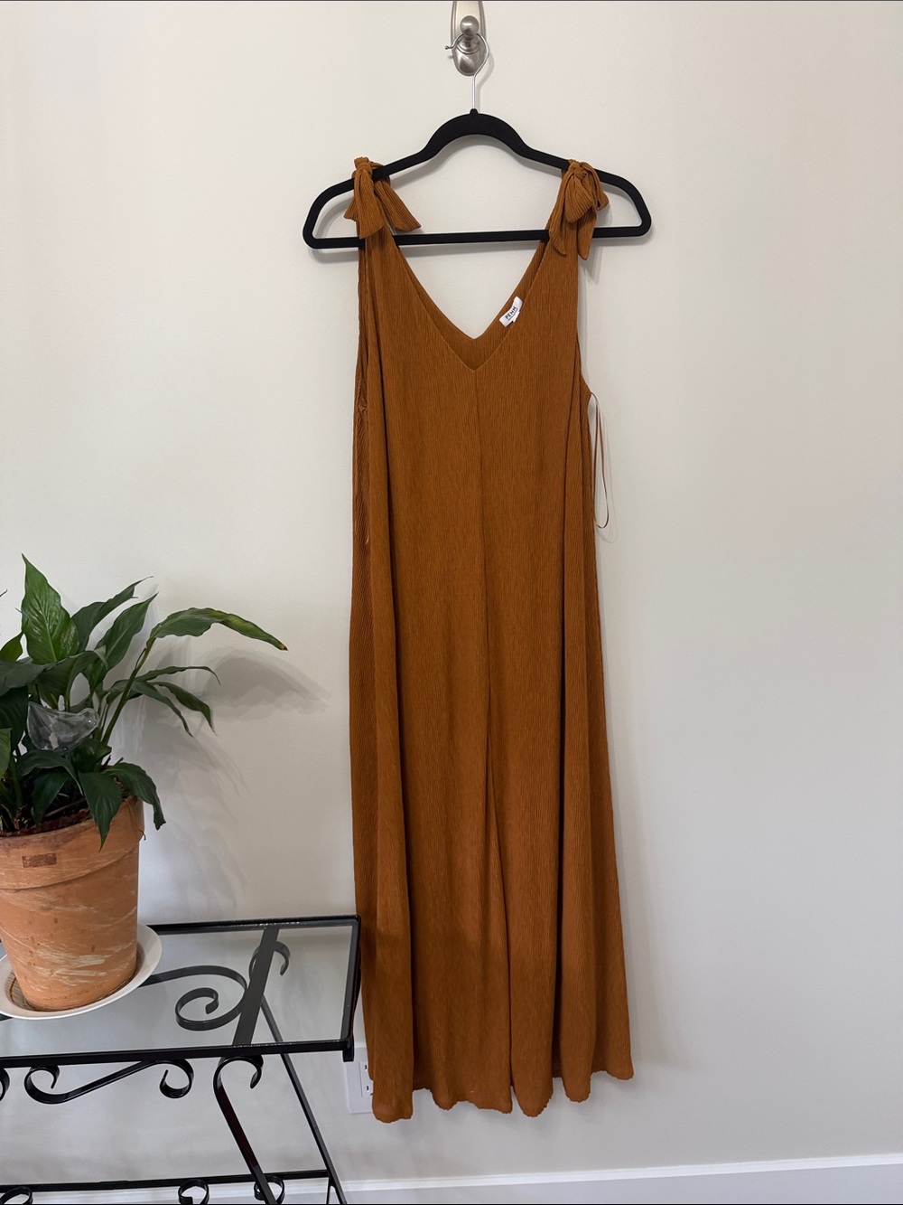 Penn By Penningtons Women Rust Tie-Shoulder Ribbed Maxi Dress Plus size X